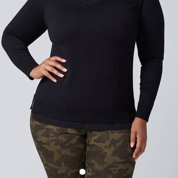 NWT Lane Bryant Chiffon Trim V-neck Sweater - Picture 2 of 2